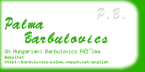 palma barbulovics business card